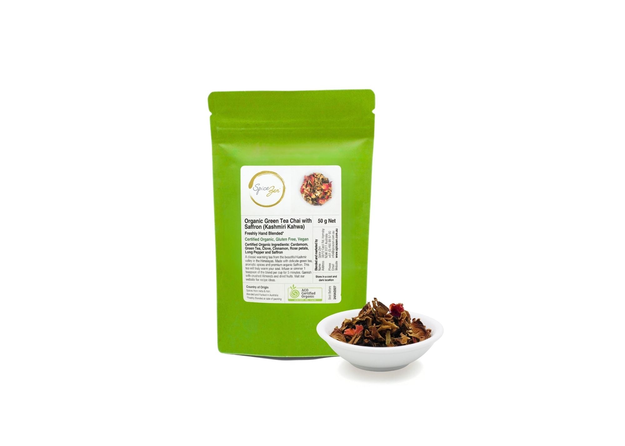 Green Tea Chai with Saffron (Kashmiri Kahwa)